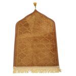 HADIYAH Kids Dome Design Premium Janamaz | Prayer Mat with Name Customisation Option | Soft Velvet Prayer Rug | Golden - Image 2