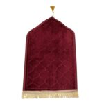 HADIYAH Kids Dome Design Premium Janamaz | Prayer Mat with Name Customisation Option | Soft Velvet Prayer Rug | Maroon - Image 2