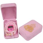 HADIYAH Pink Velvet Tasbeeh Combo Pearl Tasbeeh with Digital Counter - Image 2
