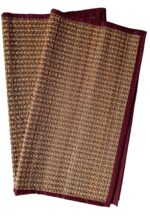 Handmade Korai Pai Kusha Grass Pooja Aasan Sitting Floor Rectangular Mats Maroon -Set Of 2 Pcs - Image 2