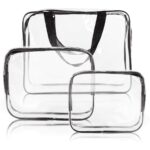 House of Quirk 3 Pack Clear PVC Cosmetic Bags Travel Toiletry Bag Set Waterproof Zipper Packing Cubes Organizer (Black) - Image 2