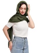 ICW Women's UV Protection Premium Light Weight Wrinkle Ironless Crinkle Cotton Hemp Summer Scarf Stoles Shawl head scarves for girls - Image 2