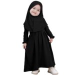 IWEMEK 2PCS Newborn Baby Girls Muslim Abaya Prayer Dress with Hijab Islamic Middle East Arab Dubai Robe Ramadan Eid Clothes - Image 2
