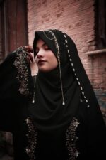 Instant Ready-to-Wear Bridal Stylish Jhumar Hijab | Heavy Handwork Wedding Hijab for Brides | Luxe Embellished Islamic Bridal Scarf - Image 2