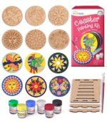 Intelliskills 3-in-1 Premium Tea Coaster Painting Kit for Kids–DIY Mandala, Madhubani&Pichwai Art–Non-Toxic, DIY Art&Craft Kit with Brush&Stand for 3+ Years, Painting Kit for Girls&Boys, Birthday Gift - Image 2
