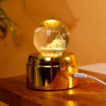 Islamic Crystal Ball Golden LED Rotating Lamp with USB Stand – Ya Gharib Dargah Design, Home Decor Light - Image 2