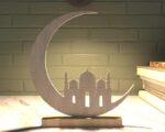 Islamic Table Decor Mosque Moon Design | Ramadan Eid Mubarak Wooden Tabletop Decoration | |Eid Decoration Itmas | Pine MDF Islamic Decor | Wooden Decor for Home | 12 Inch by Curious Button - Image 2