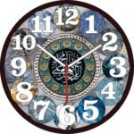 Islamic Wall Clock with Arabic Calligraphy, Round Shape, Modern Style, Large 25.5cm, Black Frame, Clear Arabic Numerals - Image 2