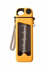 K & P H2O flow bottle, Rectangle Water Bottle, Unbreakable Plastic, Double-Walled Locking Lid, Leakproof with Straw, (Deep Saffron) - Image 2