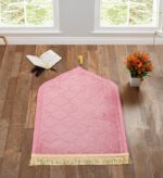 KETOSTICS® Velvet Kids Prayer Mat 50x80 CM Musalla Janamaz for Namaz Muslim Brown (Pink) - Image 2