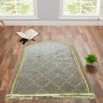 KETOSTICS® Velvet Prayer Mat 44x28 inch Hexagonal Musalla Janamaz for Namaz Muslim Brown (Light Grey) - Image 2