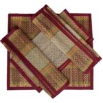 Korai River Grass Portable Puja Mat (Multicolor, 18" X 18") -4 Piece - Image 2
