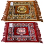Kuber Industries 2 Pieces Velvet Prayer Mat/Aasan/Pooja Mat/Meditation Mat/Multipurpose Velvet Rug Mat 2 Ft X 2 Ft (Gold & Maroon) CTKTC33952 - Image 2