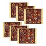 Kuber Industries Pack of 6 Prayer Mat | Velvet Aasan Mat | Meditation Prayer Carpet Mat | Pooja Aasan Mat | Rangoli Square Prayer Mat | Traditional Prayer Mat | Small | Multicolor - Image 2