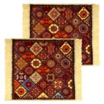 Kuber Industries Velvet Prayer Mat | Meditation Carpet | Pooja Aasan | Rangoli Square Prayer Mat | Small | Pack of 2 | Multicolor - Image 2