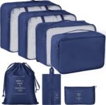 Lazer Polyester 7 Set Travel Organizer Bag 3 Packing Cubes + 3 Pouches + 1 Toiletry | Travel Storage Organizers for Clothes, Shoes & Accessories | Waterproof & Lightweight Luggage Bag (Dark Blue) - Image 2
