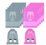 Lify Travel Shoe Bags, Portable Travel Shoe Tote Bags - Packing Organizers for Men and Women- Light Grey (6 Pcs) + Pink (6 Pcs) - 12 Piece Pack - Image 2