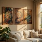 Livin'luxe Islamic Calligraphy Wall Painting Set of 3 with Wooden Frames | Arabic Quranic Calligraphy Islamic Wall Art | HD Sparkle Printed MDF Wall Decor for Living Room, Bedroom & Prayer Room - Image 2
