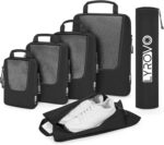 Lyrovo Polyester 6 Set Compression Packing Cubes Travel Accessories Expandable Packing Organizers Pouch (Black) - Image 2