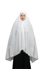 M H Women’s Cotton Khimar Hijab with Inner Cap & Zipper - White, Breathable, Lightweight, Ready to Wear for Namaz, Hajj & Umrah - Image 2