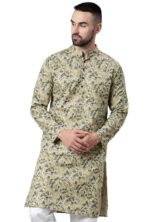 Majestic Man Men's Cotton Regular Fit Casual Mandarin Collar Ethnic Motifs Printed Long Regular Kurta - Image 2