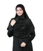 Mehar Hijab's Modest Women's Frilled Stylish Solid Polycotton Feel Good Fabric FAEEZAH BLACK Hijab - Image 2