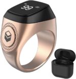 Metal Smart Ring,Smart tasbih ring,Muslim Prayer,Prayer timing reminder,OLED display, Counter, Smart Ring,IPX7 Waterproof,Comes with a charging case for extended battery life (Rose Gold, 20mm) - Image 2