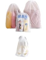 MosQuick Nylon 5Pcs Transparent Pouches Drawstring Bags 30X40 Cm, Premium Multiuse Travel Accessories, Convenient Makeup Pouch, Shoe Bags for Travelling - Image 2