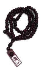 Muslim Wooden Tasbih 99 Rosary Beads Amn081 Printed Picture Tag Islam Prayer Zikr Misbaha Ramadan Gift (Dark Brown) - Image 2