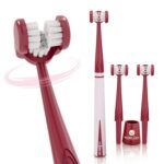 My1brush-3 Sided Toothbrush | Cleans 3 Surfaces at Once | Faster & Deeper Cleaning | Soft Bristles for Sensitive Teeth & Gums | Ideal for Men and Women| Dentist Recommended Oral Care Brush | Last for 1 Year | BPA Free | Maroon - Image 2