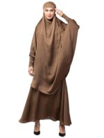 NAZNEEN Women's Solid Plain Two-Piece Khimar and Skirt Set|Ready to Wear Instant Hijab cum Naqab for Daily Islamic | Muslim Outfit |Ethnic Fusion Wear for Women complimentary - Image 2