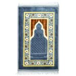 NFI essentials Prayer Mat Velvet Musallah Janamaz, 70cm x 110cm Anti-Slip Soft Meditation, Musala, Multipurpose Rug Namaz Sajdah Mat for Travel, Rectangular Islamic Mats for Muslims Salah - Image 2