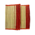 Natural Kusha Meditation Prayer Mat, Brown Border, Pack of 4 Grass Aasans - Image 2