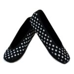 NuFoot Ballet Flats Women's Shoes Best Foldable & Flexible Flats Slipper Socks Travel Slippers & Exercise Shoes Dance Shoes Yoga Socks House Shoes Indoor Slippers Black with White Polka Dot Medium - Image 2