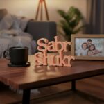 Nukkad Tale Peach Sabr Shukr Table Decor Showpiece | Inspirational Home Decoration | Desk & Shelf Accent Gift | 6.5 x 4.6 Inch - Image 2