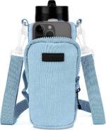 Nylon Sports Water Bottle Holder with Shoulder Strap - Durable Insulated Bottle Carrier for 32oz Bottles - Ideal for Hiking and Sports with Multifunctional Front Pocket (Blue) - Image 2
