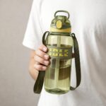 ODMART 1 Litre Sports Water Bottle with Straw & Carry Strap | Leak Resistant Plastic Drinking Bottle for Gym, Cycling, Hiking, Travel, School & Office - Image 2