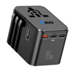 Orei 45Watt Universal Charger Adapter | 3X USBC 2XUSB A - 6-in-1 International Travel Adapter | Universal Travel Adapter Compatible 150+ Countries | Type C, A, G, I Compatible, Black - Image 2