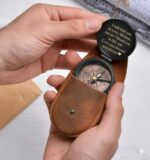 Personalized Brass Black Pocket Compass Chain with Leather case Brass Nautical Birthday Gift for Your lovedones - Image 2
