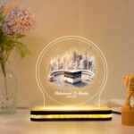 Personalized Hajj Mubarak Acrylic Plaque LED Lamp | Islamic Gift with Name | Customized Lamp for Hajj Return, Umrah, or Eid | Unique Gift for Hajj Completion or Homecoming (5.5x5x5 Inch) - Image 2