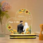 Personalized LED Acrylic Lamp with Custom Names, Islamic Art, Muslim Couple, Floral Design, Romantic Light for Anniversary, Wedding, Nikah & Valentine’s Gift Home Décor (5.5x5.5 Inch) - Image 2
