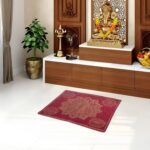 Prayer Mat | Velvet Aasan Mat Meditation Prayer Carpet Mat Pooja Aasan Mat | Rangoli Square Prayer Mat | Traditional Prayer Mat | Large | Size 2 x 2 Feet (Maroon Pack of 1) - Image 2