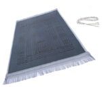 Prayer Rug Muslim Mat Islamic - Thick Large Grey Padded Sajadah for Kids Men Women with Islam Prayer Beads for Eid Travel Ramadan, Soft Luxury Great for Knees and Forehead - Image 2