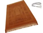 Prayer Rug Muslim Mat Islamic Thick Large Padded Sajadah for Kids Men Women with Islam Prayer Beads for Eid Travel Ramadan - Soft Luxuary Great for Knees and Forehead (B) - Image 2