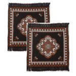 Premium Cotton Pooja Mat for Mandir Temple 2x2 Feet | Soft & Comfortable Prayer Aasan | Anti-Slip Floor Mat for Home, Puja Room & Meditation | Durable & Washable (Set of 2) (Coffee) - Image 2