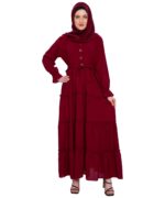 Premium Dubai Pattern Women's Burqa/Burkha for Any Occasion - Trending Islamic Wear for Girls and Women (Red) - Image 2