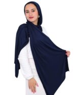 Premium Jersey Hijab Scarf, Soft Cotton Blend, Navy blue - Image 2