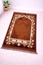 Premium Velvet Aasan/Prayer/Meditation Janamaz for Namaz Muslim|48x30 Inch,Printed-Brown1 - Image 2
