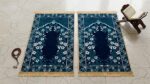 Premium Velvet Janamaz - Ultra Soft 4 x 2 feet Large Prayer Mat for Namaz | Luxury Islamic Gift Washable Foldable Travel Muslim Sajadah Rug for Living Room & Bedroom (2, Blue) - Image 2