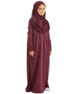 Prien Kids Prayer Dress Muslim Clothes for Girls Long Sleeve Abaya with Hijab Two Piece Maxi Islamic Set Scarf Kaftan Jilbab - Image 2